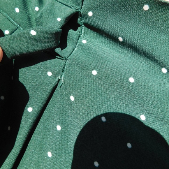 Blu Pepper pants women S, forest green/white polka dots, elastic pullon paperbag - Picture 5 of 13